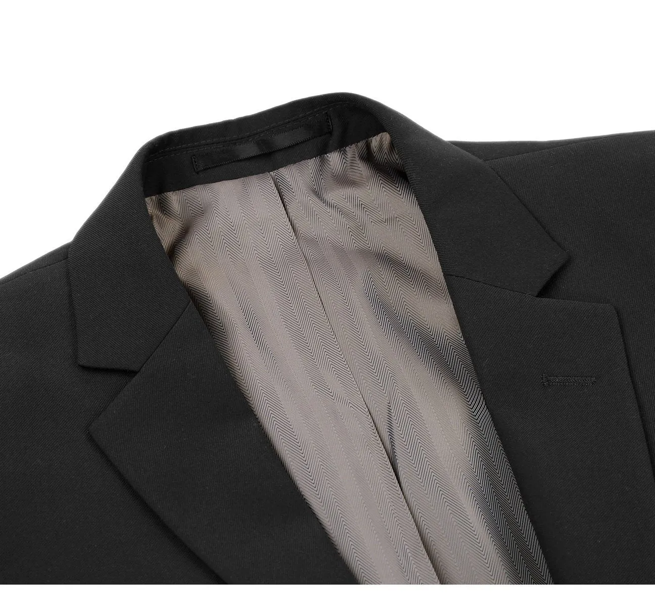 Alessandro Vitello by Renoir Black 2-Piece Slim Fit Notch Lapel Wool Suit 508-1