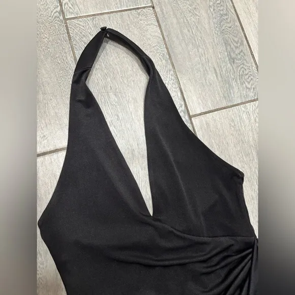 Alex   Olivia Marx Draped Halter Dress Black Size 6