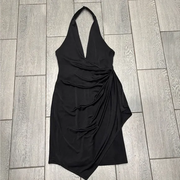 Alex   Olivia Marx Draped Halter Dress Black Size 6