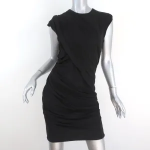 Alexander Wang Goddess Mini Dress Black Ruched Draped Slinky Pique Size 10