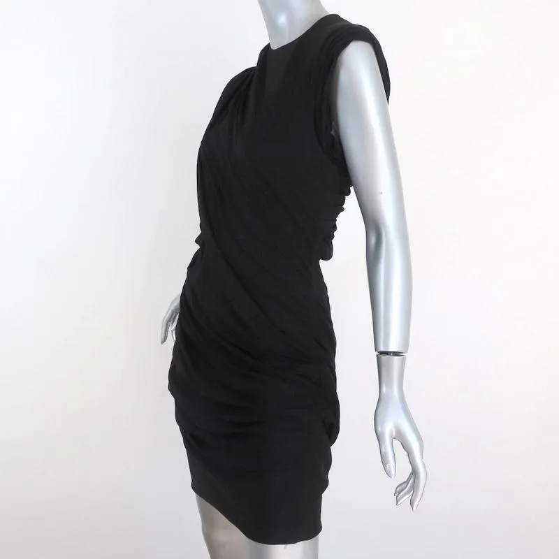 Alexander Wang Goddess Mini Dress Black Ruched Draped Slinky Pique Size 10