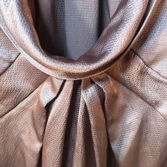 Allen Schwartz Taupe Latte Gold Cowl Dress