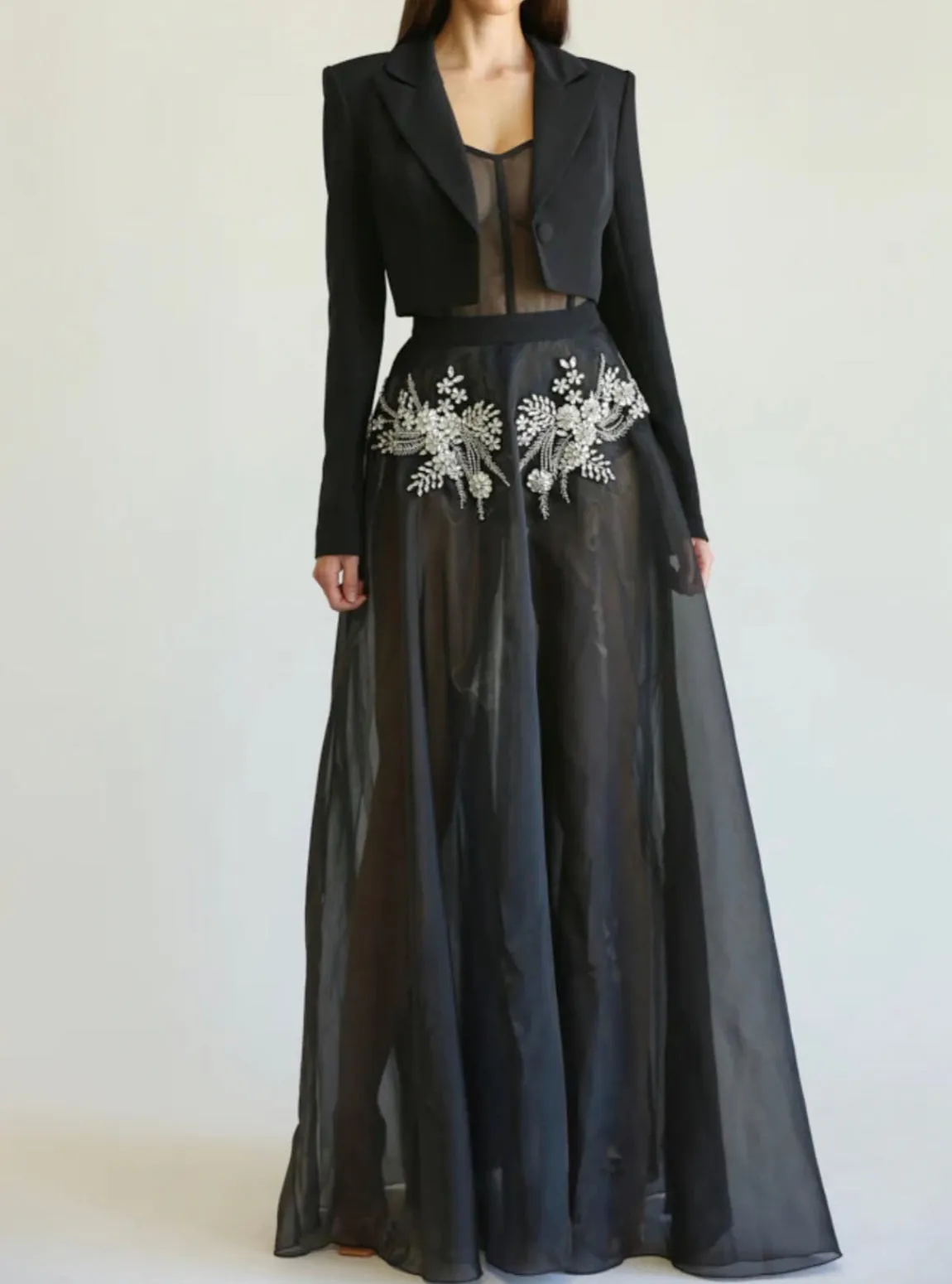 Alma Crystal Dress Crop Blazer Set