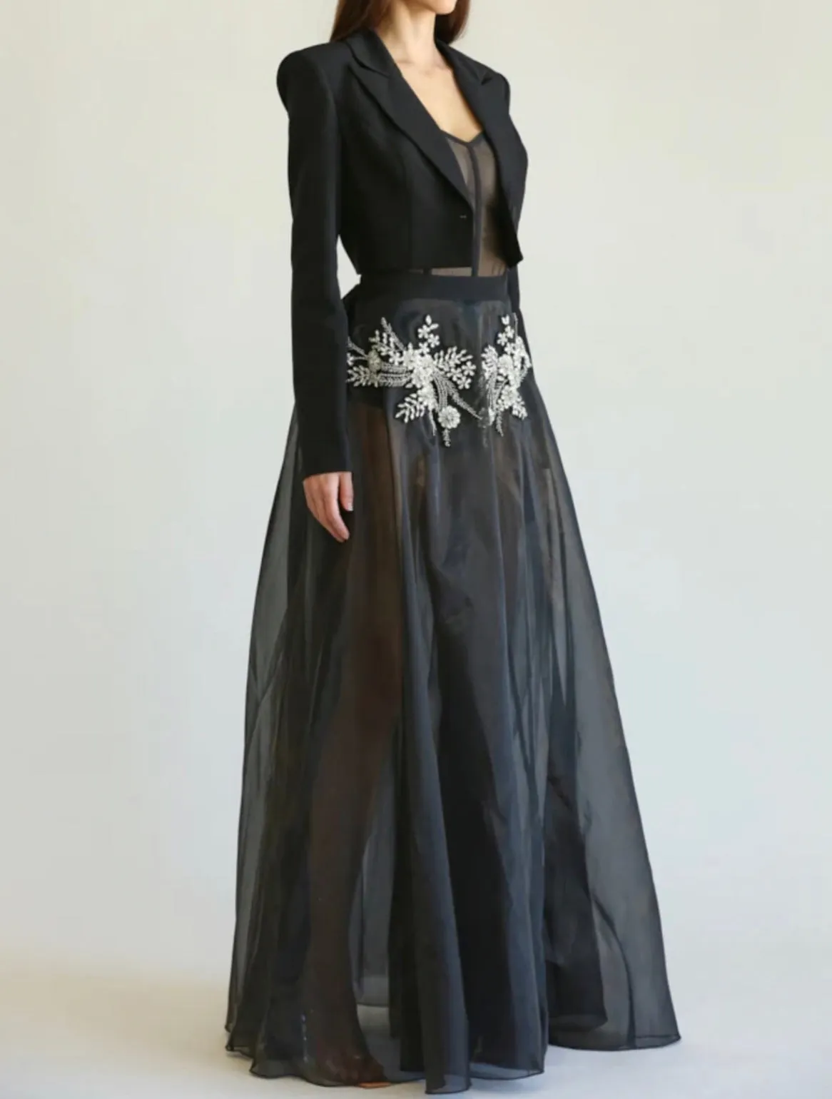 Alma Crystal Dress Crop Blazer Set