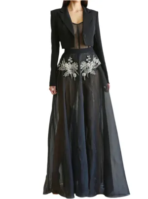 Alma Crystal Dress Crop Blazer Set