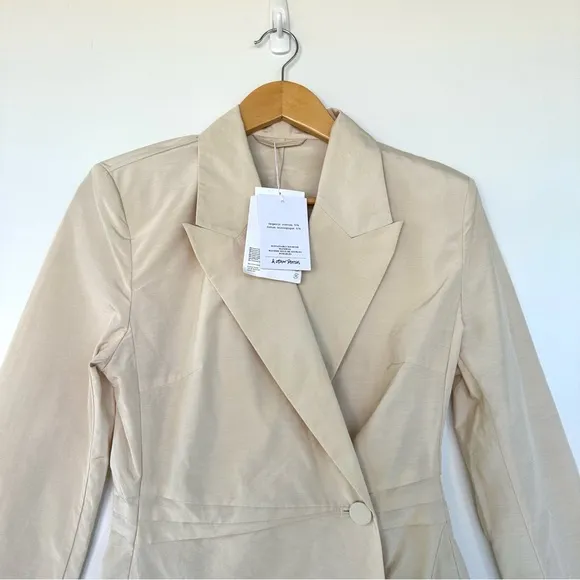 &amp; Other Stories Ivory Shimmer Organic Blazer Jacket