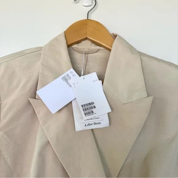 &amp; Other Stories Ivory Shimmer Organic Blazer Jacket
