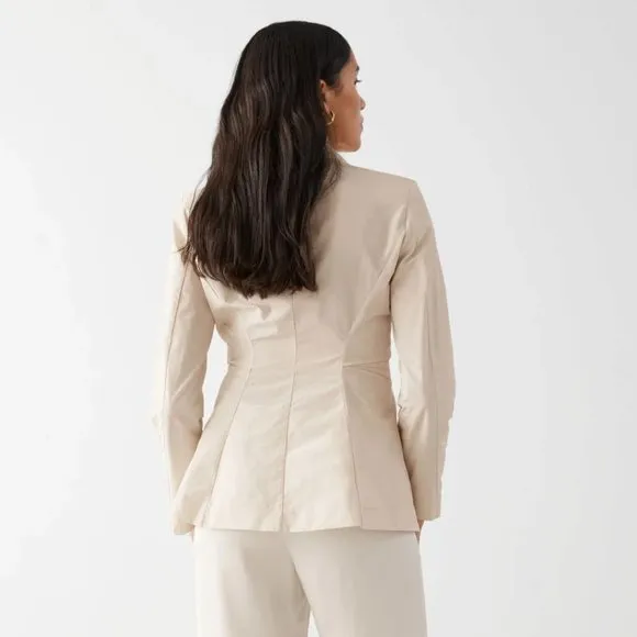 &amp; Other Stories Ivory Shimmer Organic Blazer Jacket