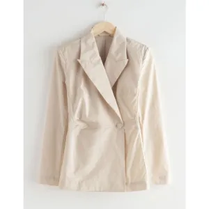 &amp; Other Stories Ivory Shimmer Organic Blazer Jacket