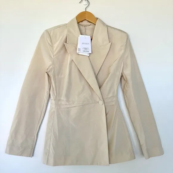 &amp; Other Stories Ivory Shimmer Organic Blazer Jacket