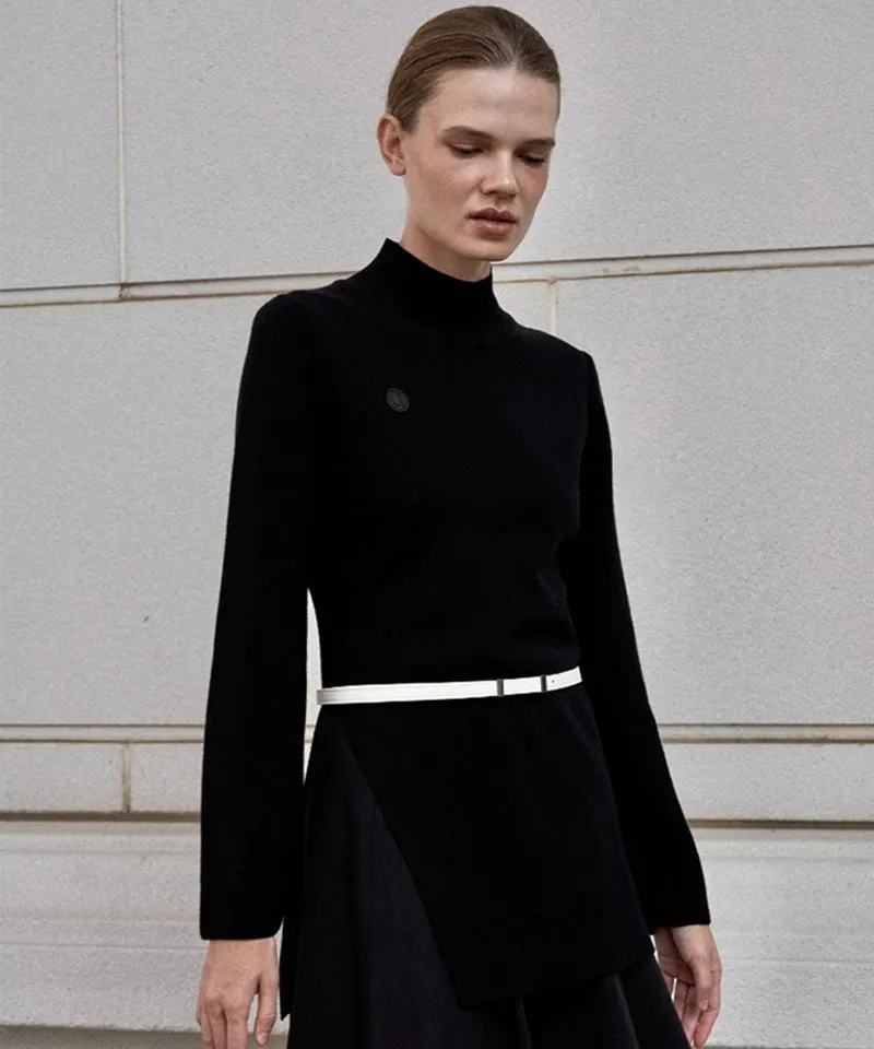 Anell Golf Classic Slit Knit Dress - Black