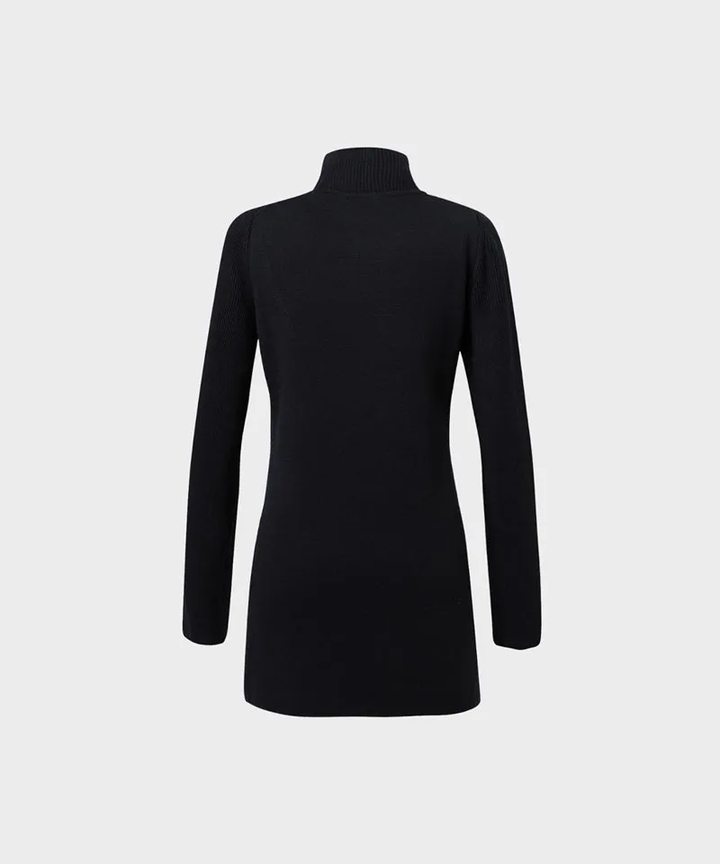 Anell Golf Classic Slit Knit Dress - Black