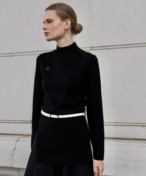 Anell Golf Classic Slit Knit Dress - Black