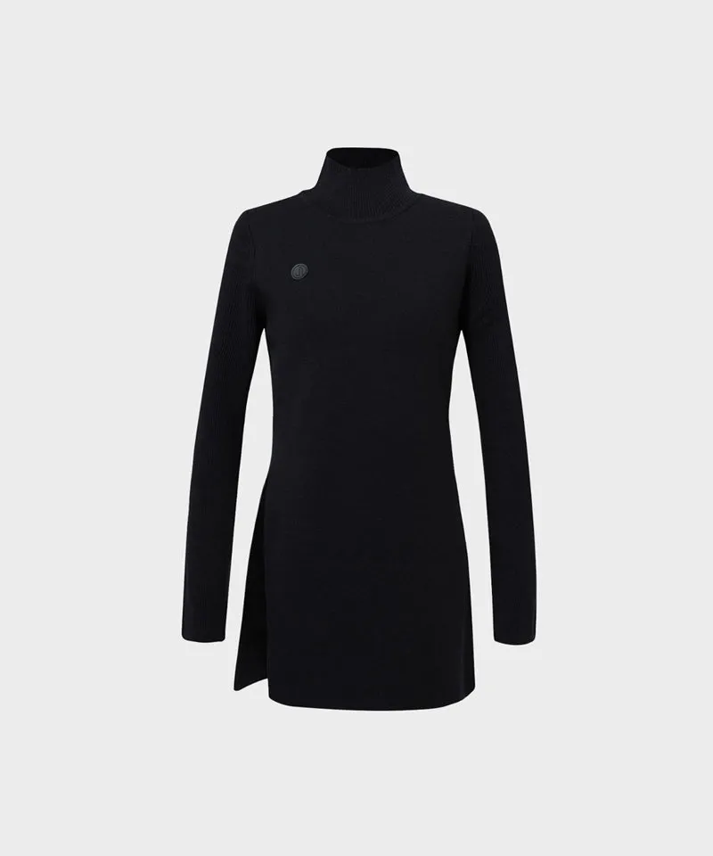 Anell Golf Classic Slit Knit Dress - Black