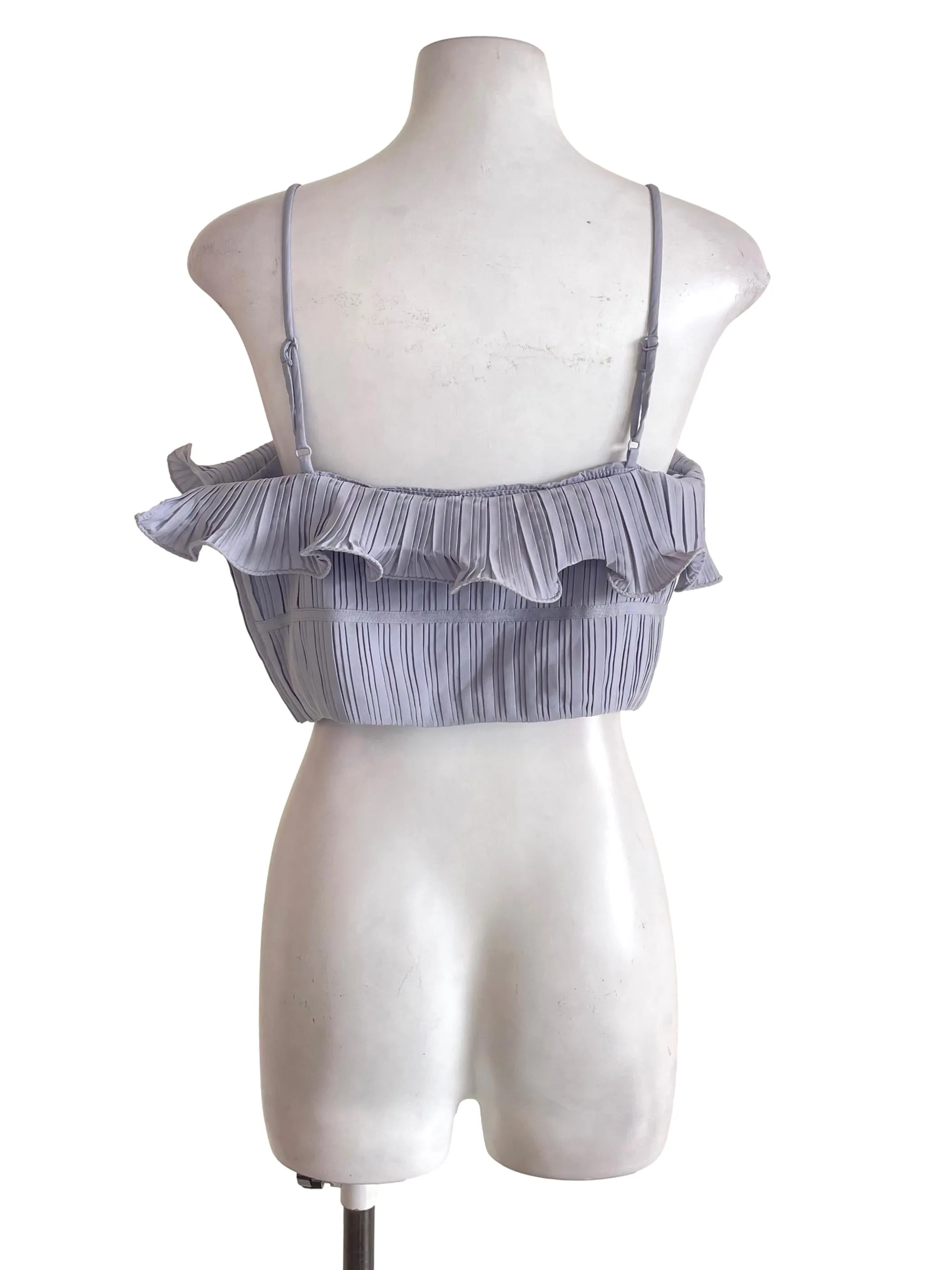 Ash Blue Accordion Ruffled Top LB