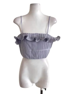 Ash Blue Accordion Ruffled Top LB