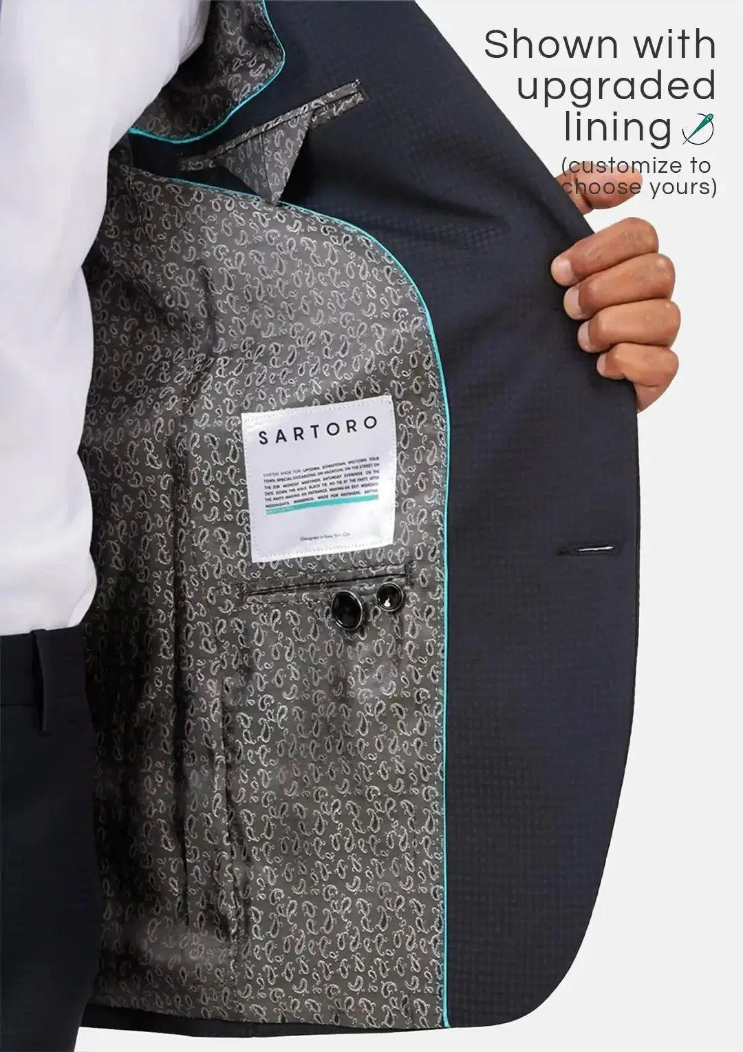 Astor Graphite Blue Microcheck Suit