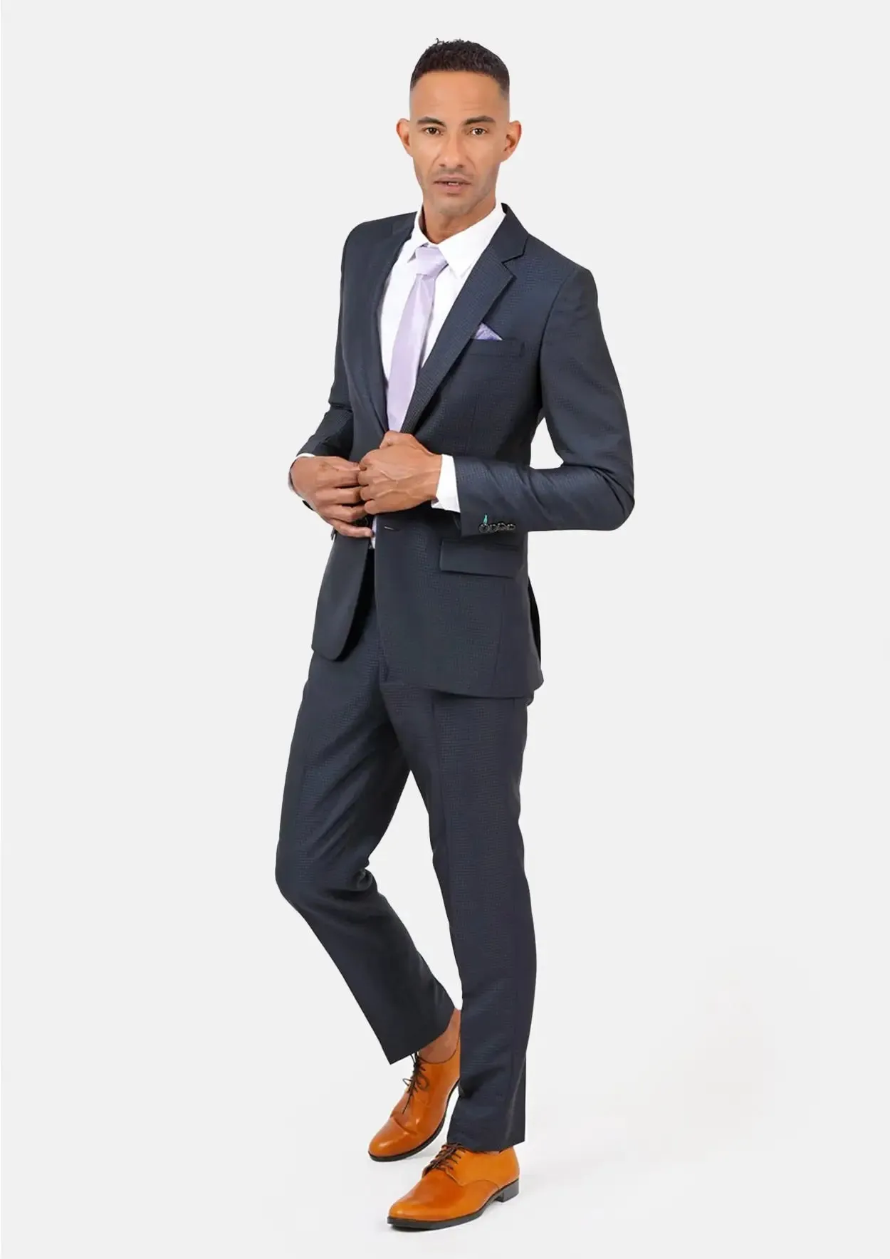 Astor Graphite Blue Microcheck Suit