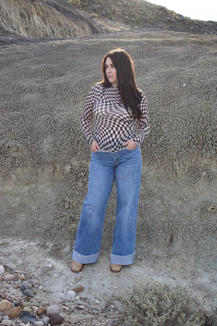 Austin Checkerboard Printed Top
