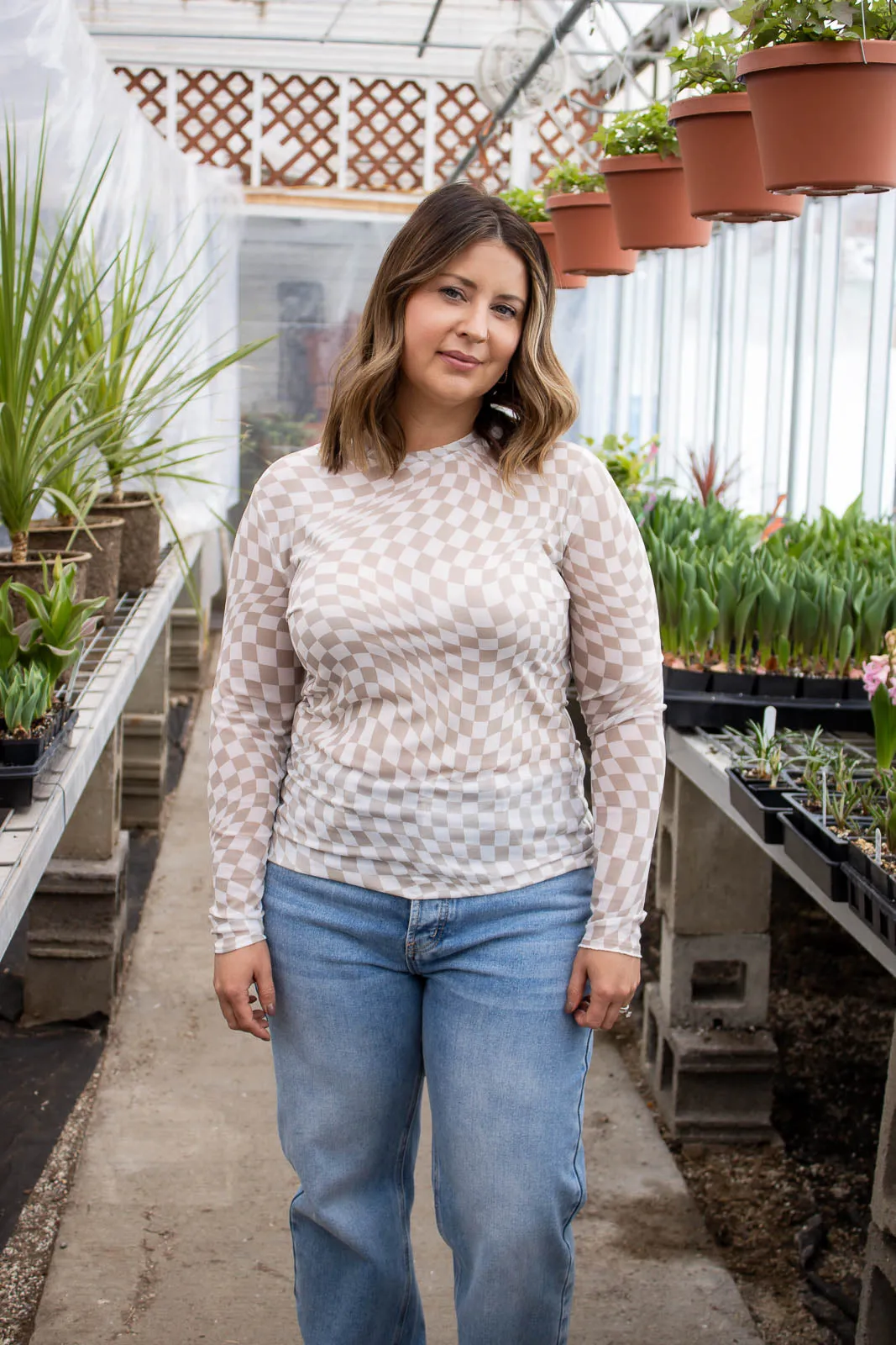 Austin Checkerboard Printed Top