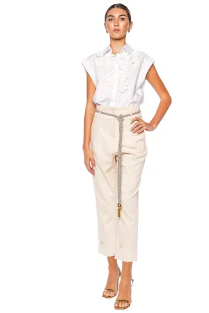 Azalea White Embellished Cotton Blouse