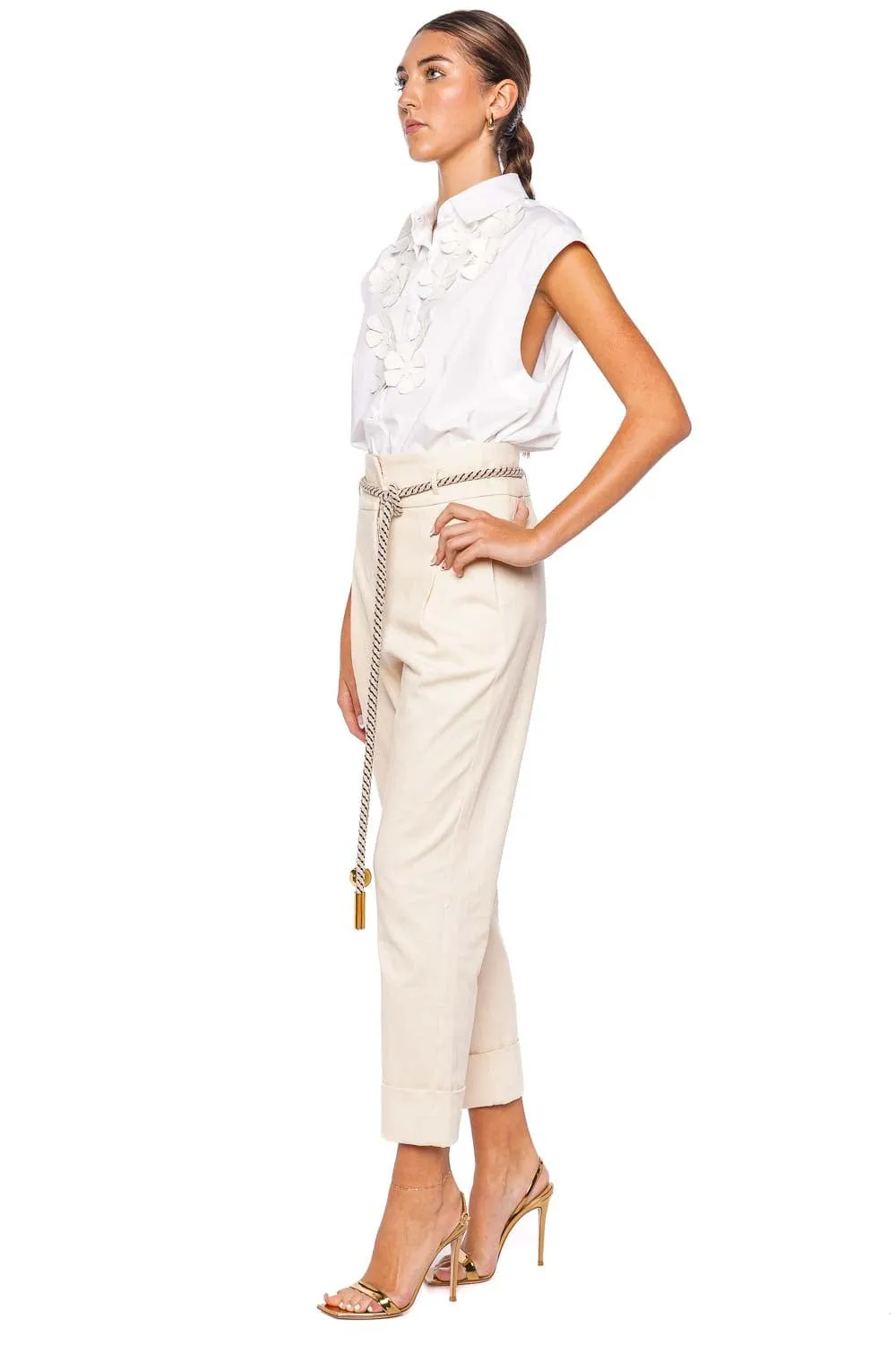 Azalea White Embellished Cotton Blouse