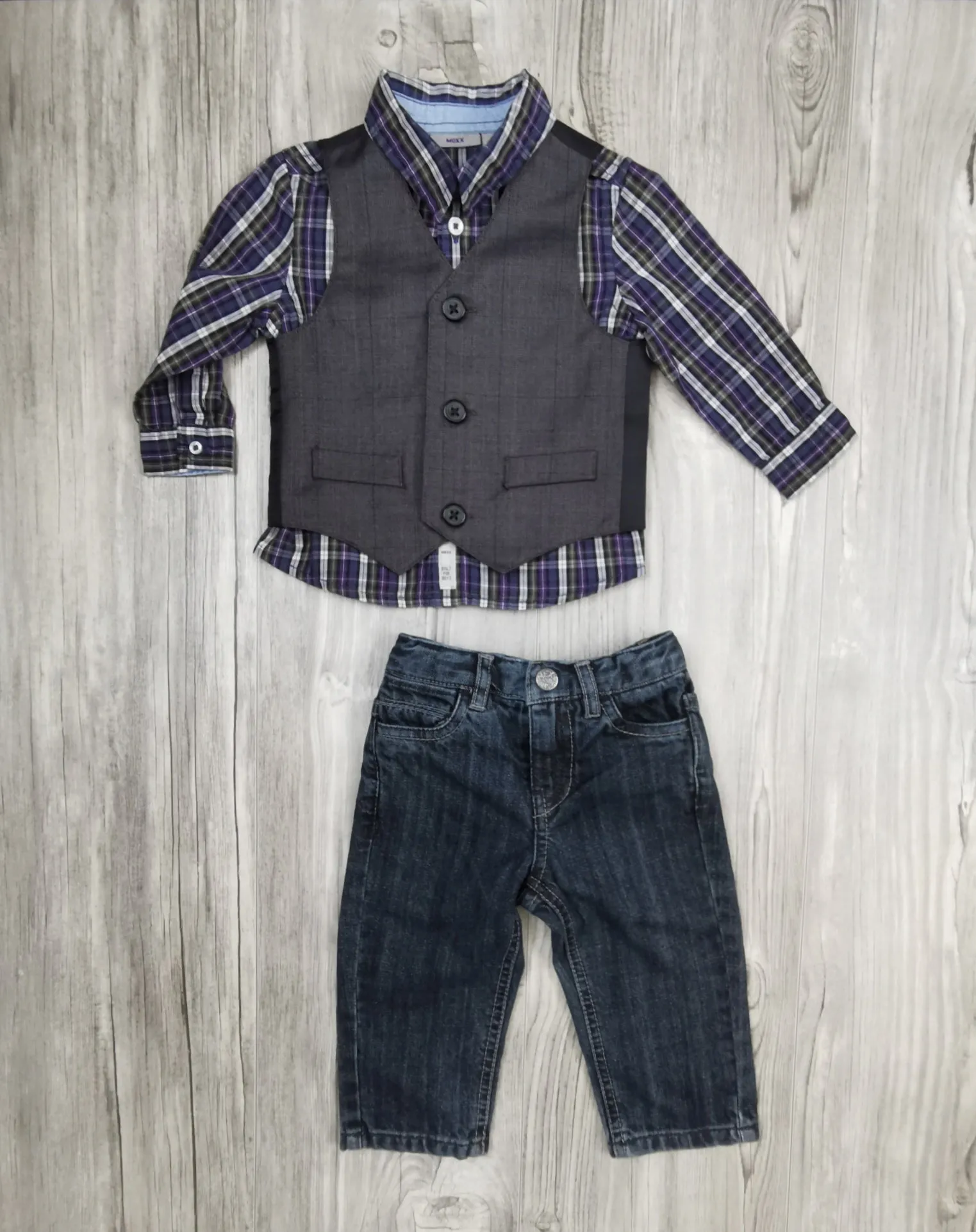 BABY BOY SIZE 6/9 MONTHS - Baby MEXX, 3 Piece Mix N Match Outfit EUC B23