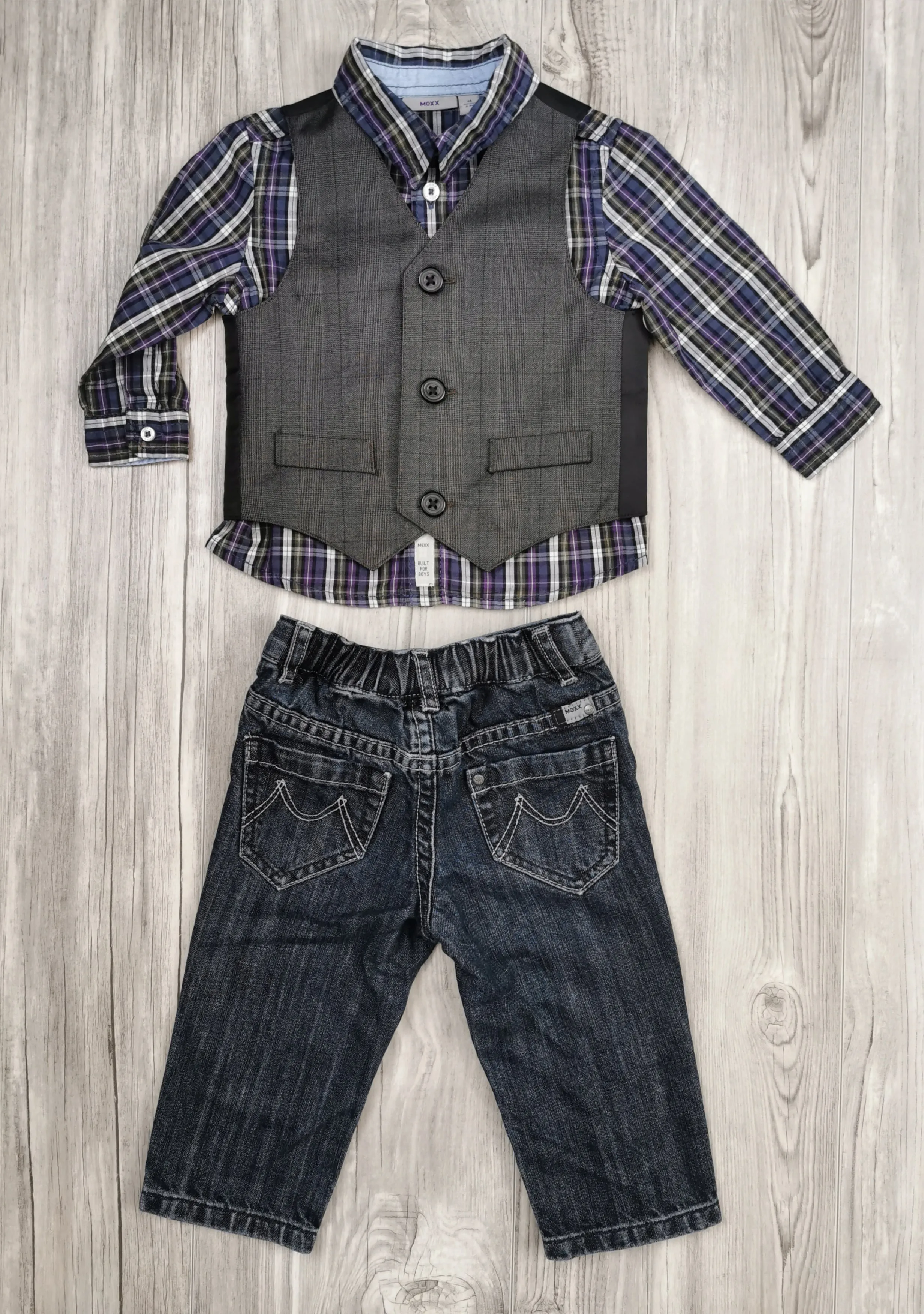BABY BOY SIZE 6/9 MONTHS - Baby MEXX, 3 Piece Mix N Match Outfit EUC B23