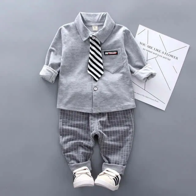 Baby Boys Formal Infant Gentleman Tie Shirt Pants 2Pcs/Sets