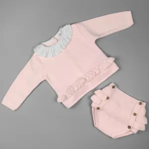 Baby Girls Pink Knitted Jumper With Jam Pants