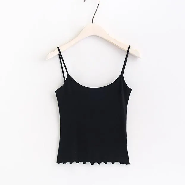 Backless Ruffled Hem Tank Top