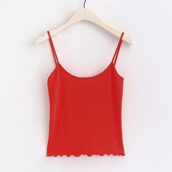 Backless Ruffled Hem Tank Top
