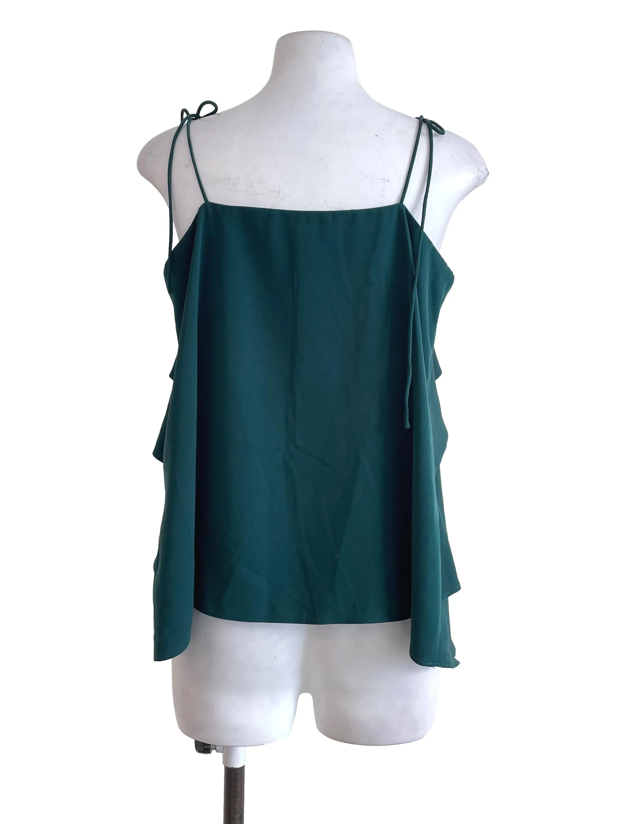 Basil Green Ruffled Sleeveless Top LB