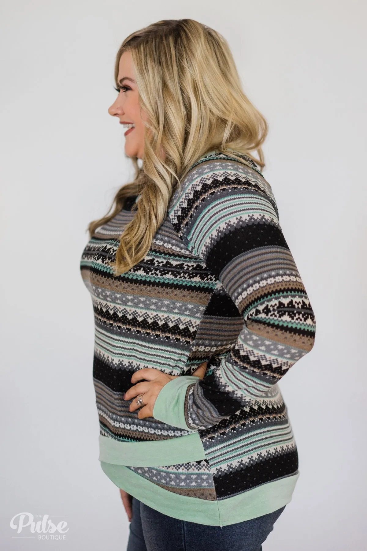 Beat The Chill Printed Top- Mint