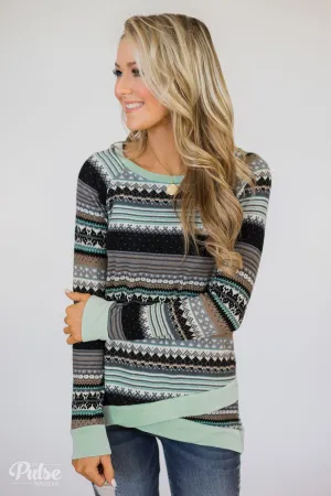 Beat The Chill Printed Top- Mint