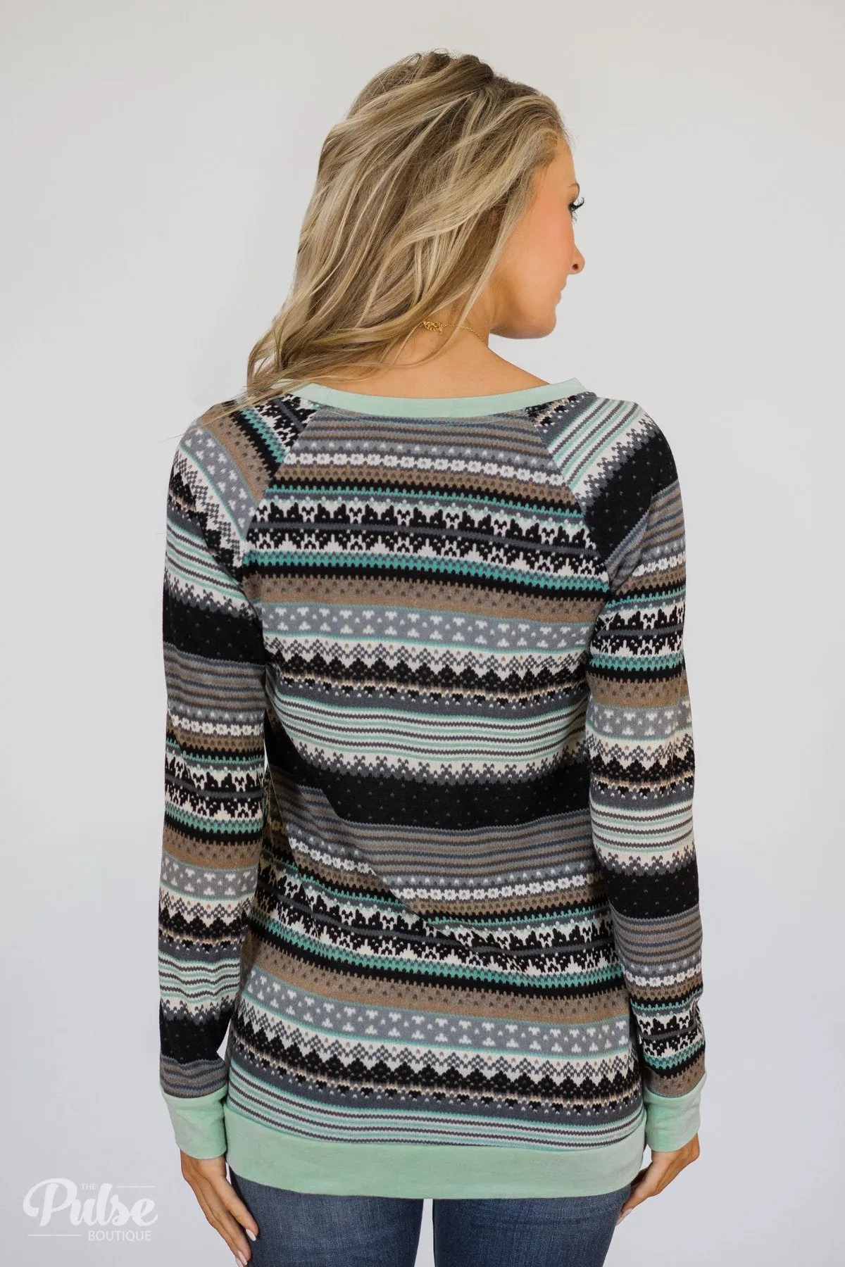 Beat The Chill Printed Top- Mint