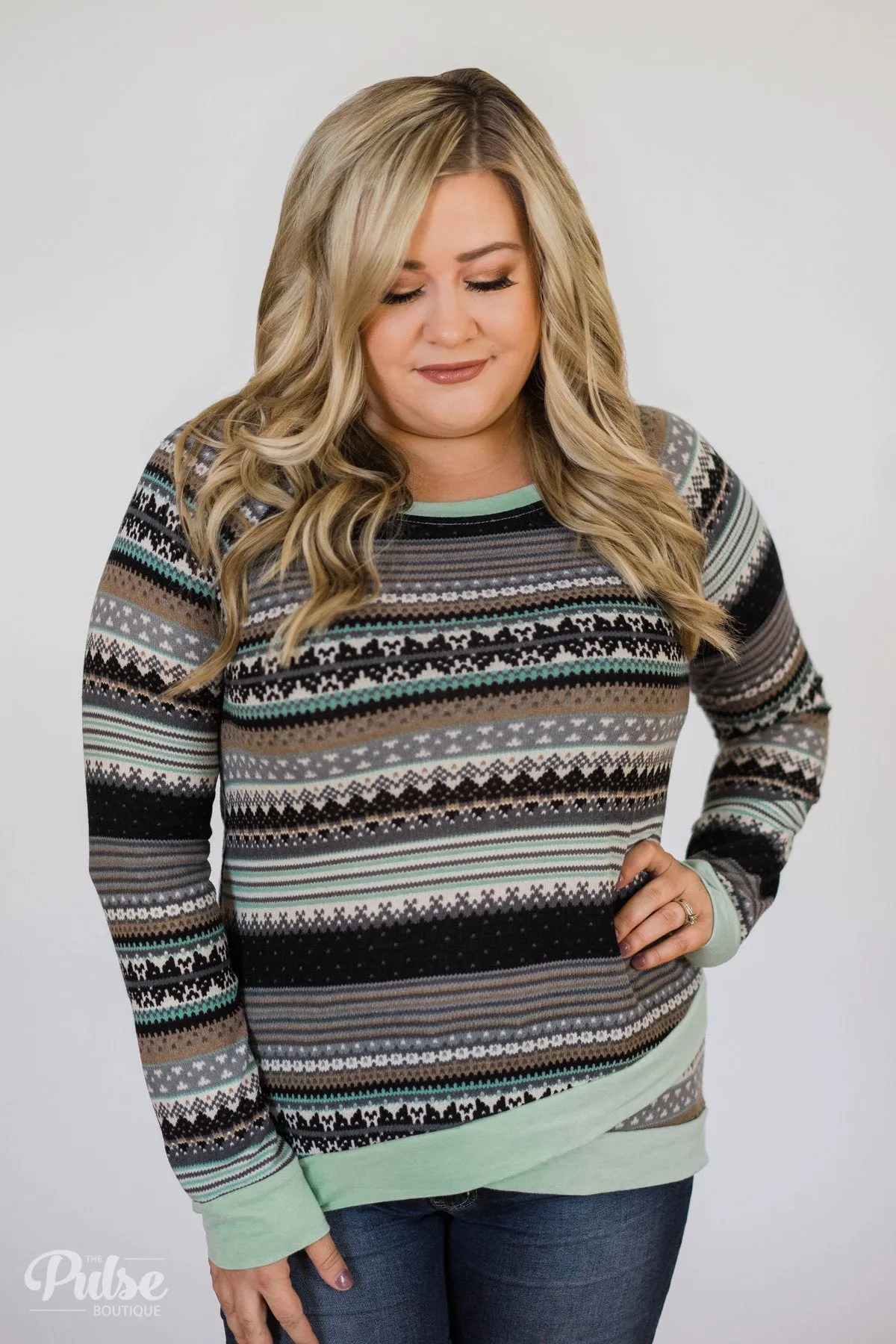 Beat The Chill Printed Top- Mint