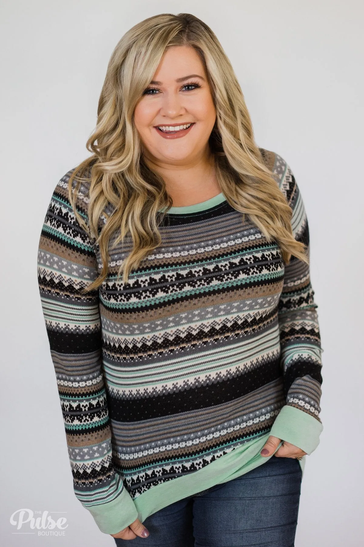 Beat The Chill Printed Top- Mint