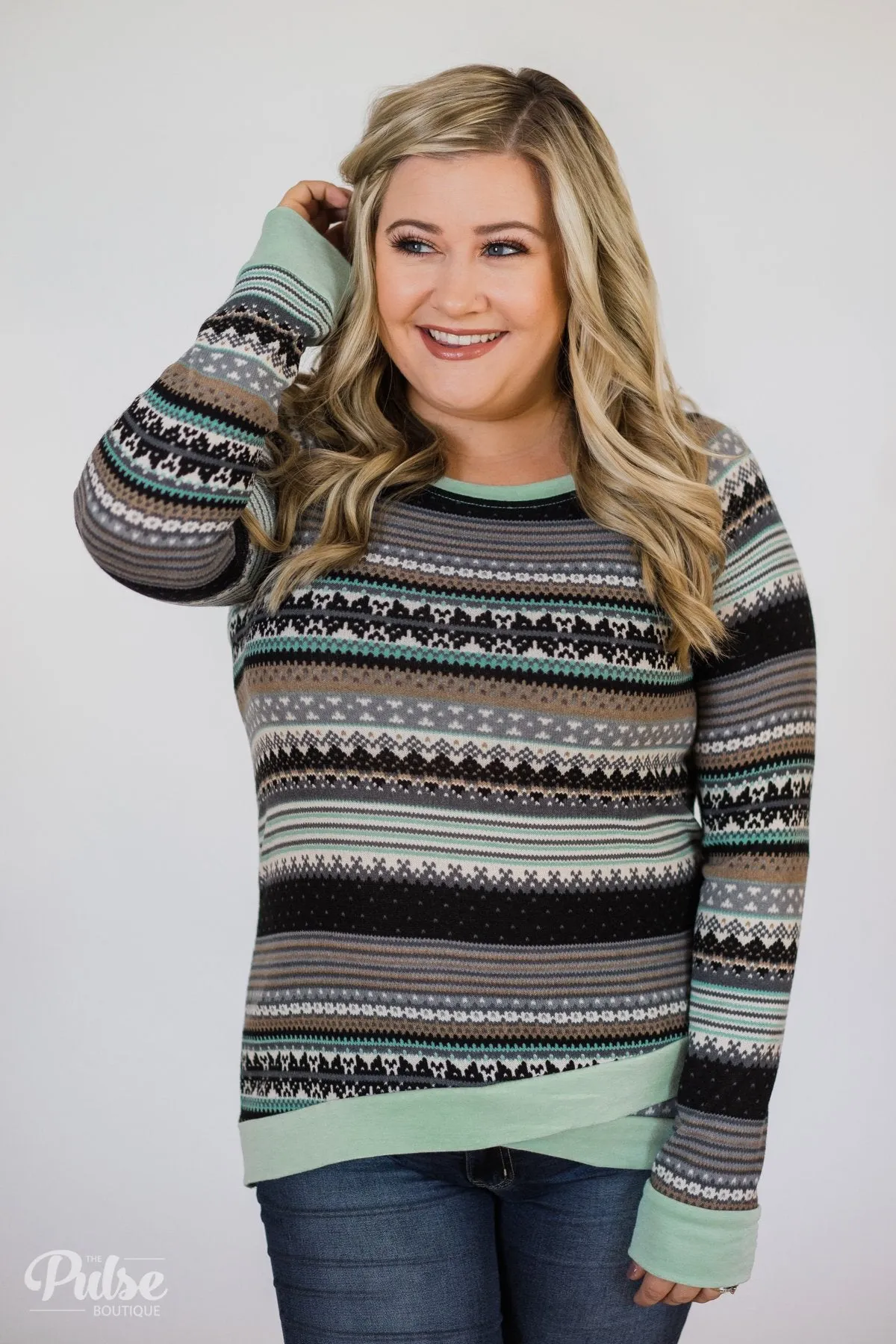Beat The Chill Printed Top- Mint