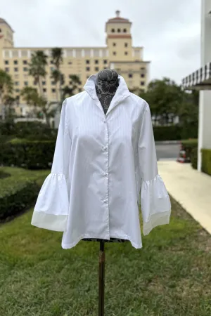 Bella Striped Cotton Shirt in White