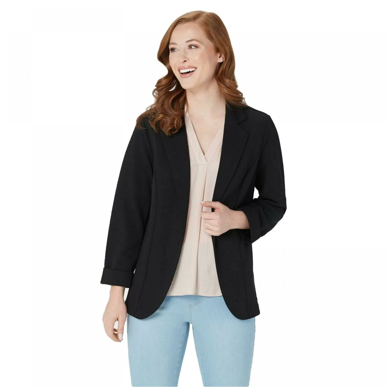 Belle by Kim Gravel Women's Cuffed Sleeve Stretch Blazer
