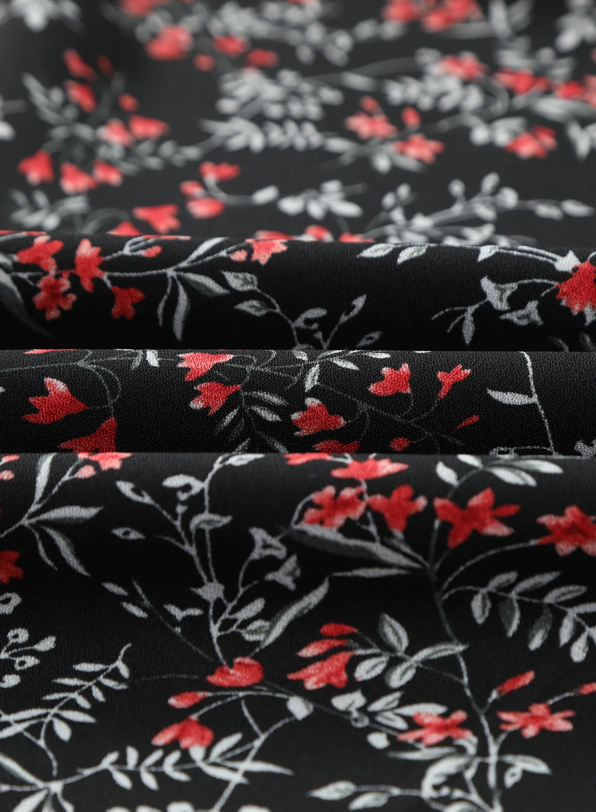Black Floral Ruffled Top and Maxi Set
