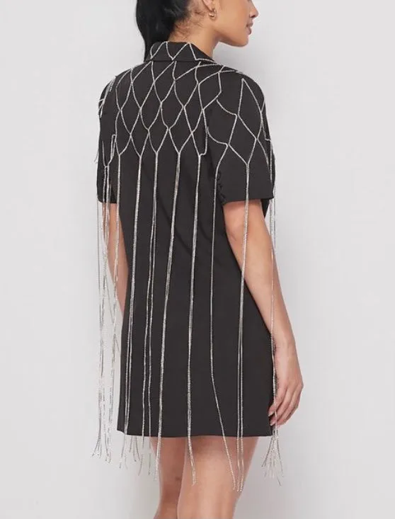 Black Love Rhinestone Blazer Dress