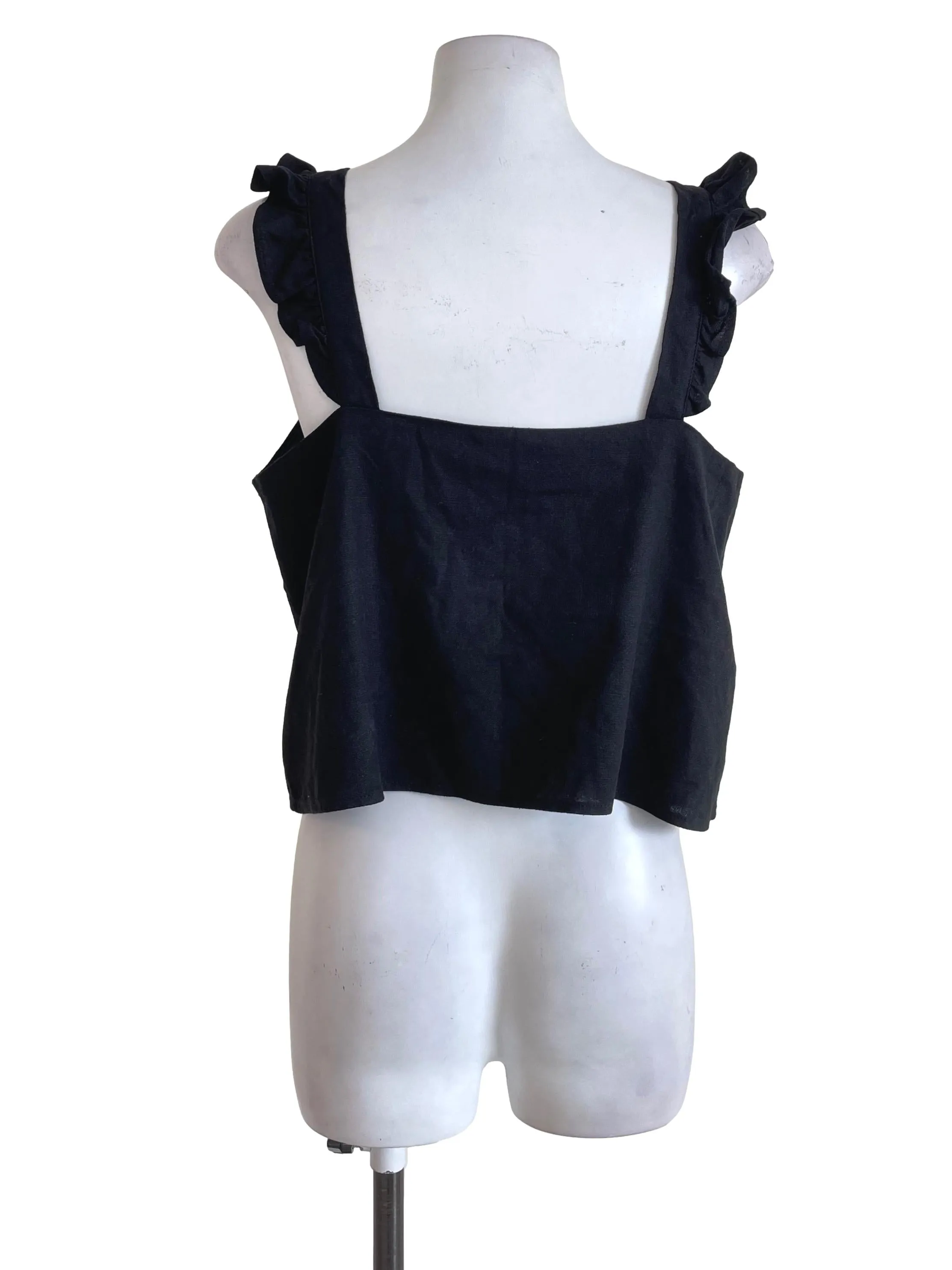 Black Ruffled Babydoll Top TTR