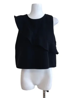 Black Ruffled Sleeveless Top