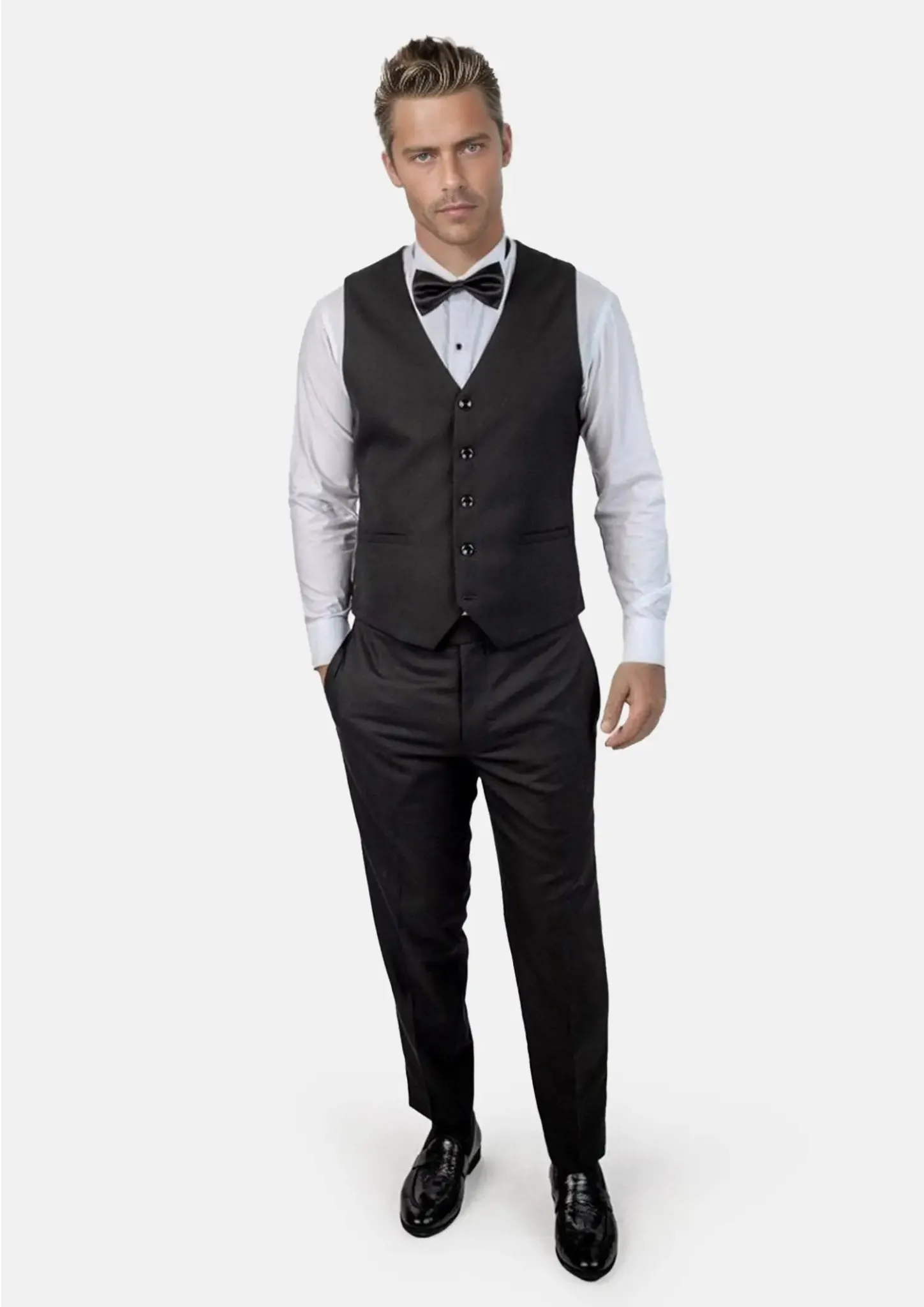 Black Sharkskin Vest