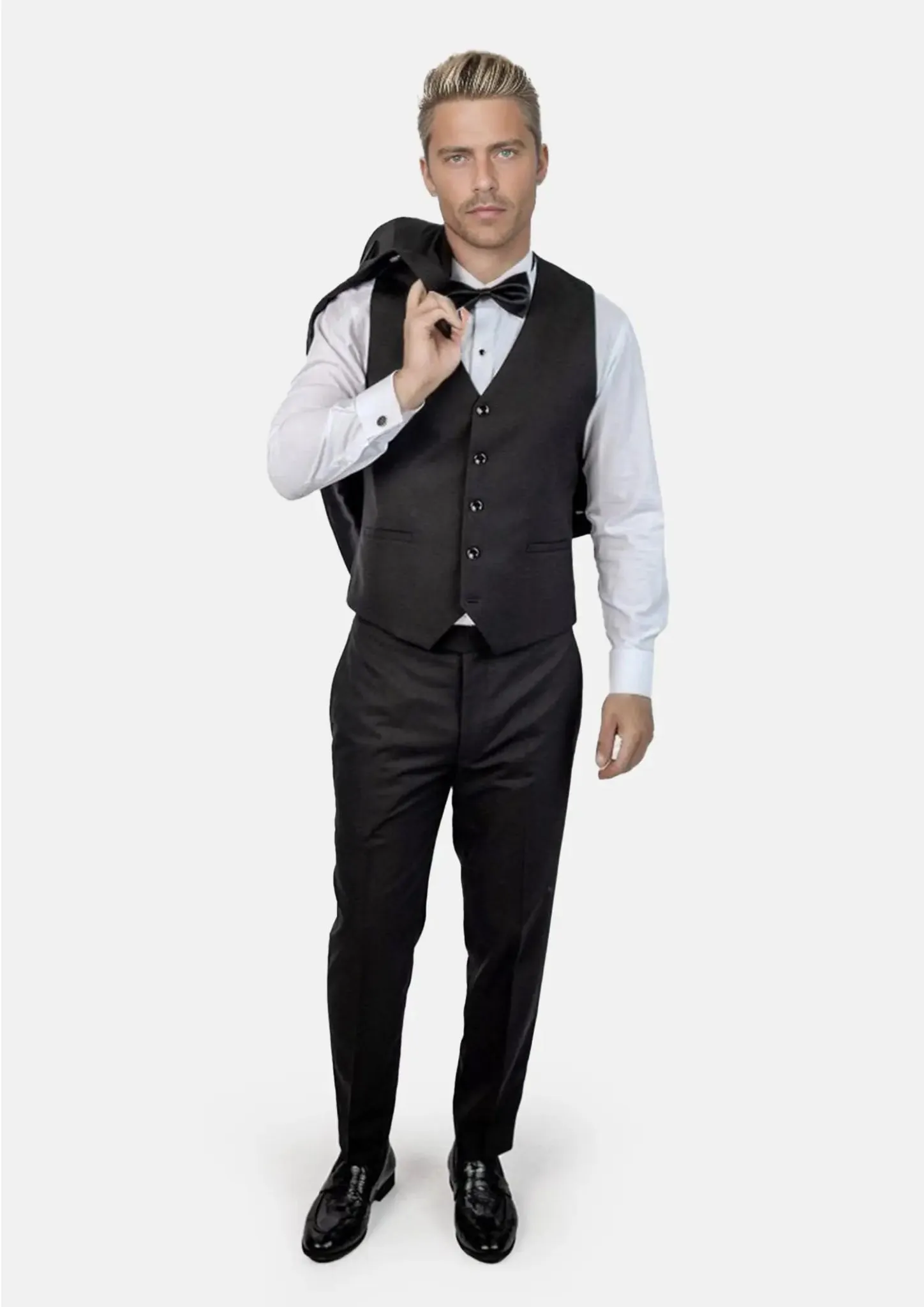 Black Sharkskin Vest