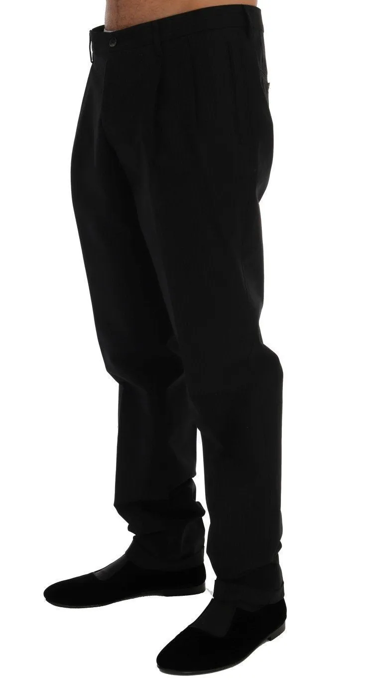 Black Striped Cotton Pants