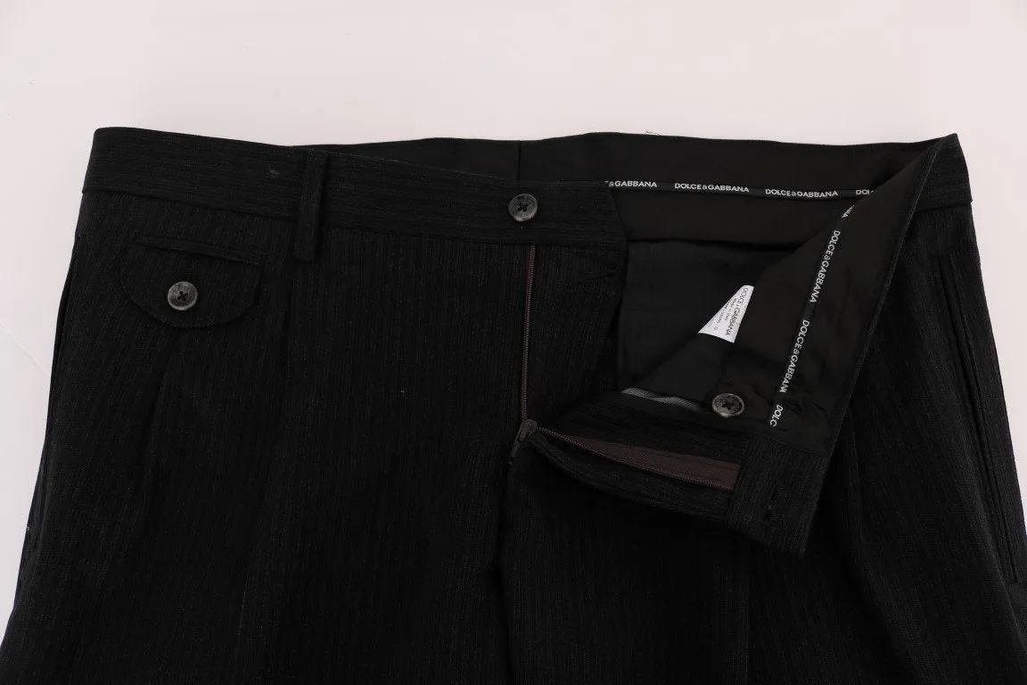 Black Striped Cotton Pants
