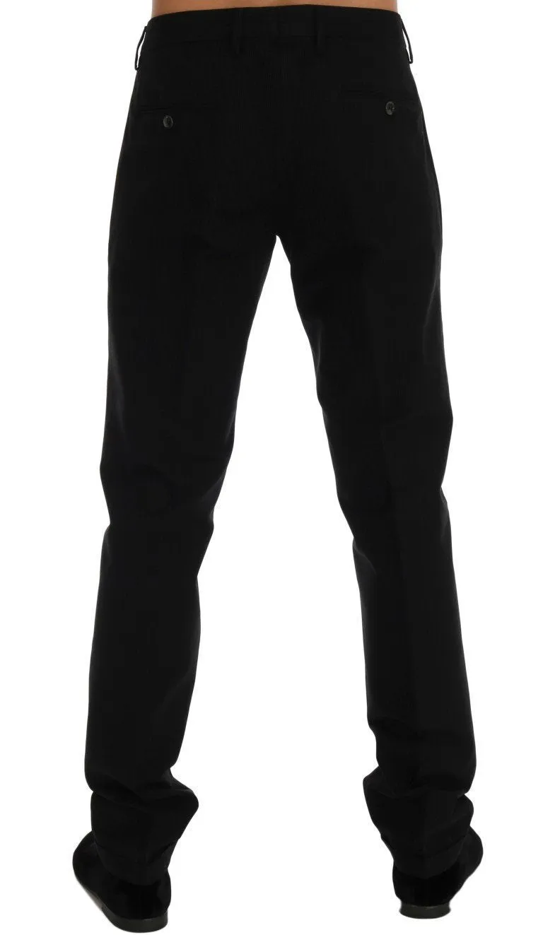 Black Striped Cotton Pants